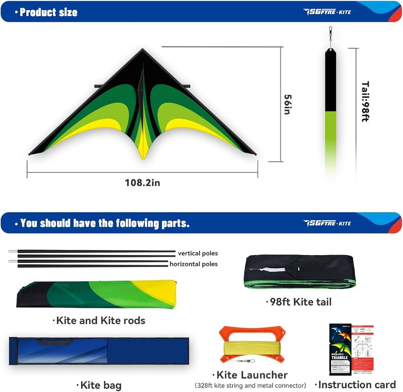 SGftre Delta Kite for Kids & Adults，Extremely Easy to Fly for Beginners，Kites for Beach Trip Park Family Outdoor Activities - Image 3